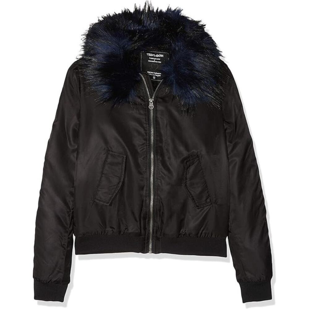 Teddy Smith Black Faux Fur Puffy Jackets Kids Size 12